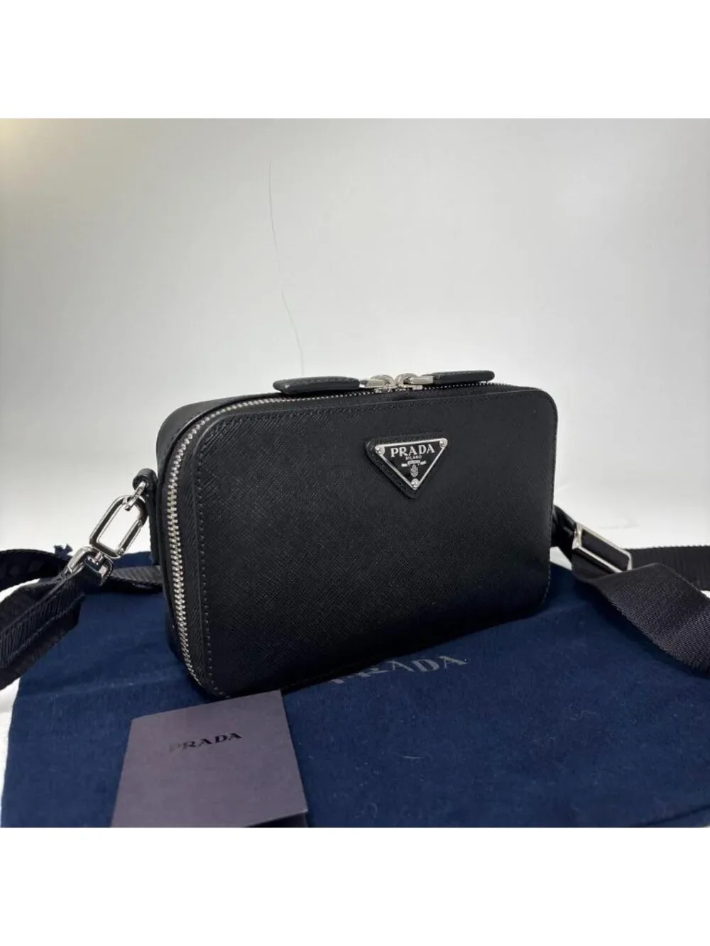 Prada IC Saffiano Leather Shoulder Bag Black